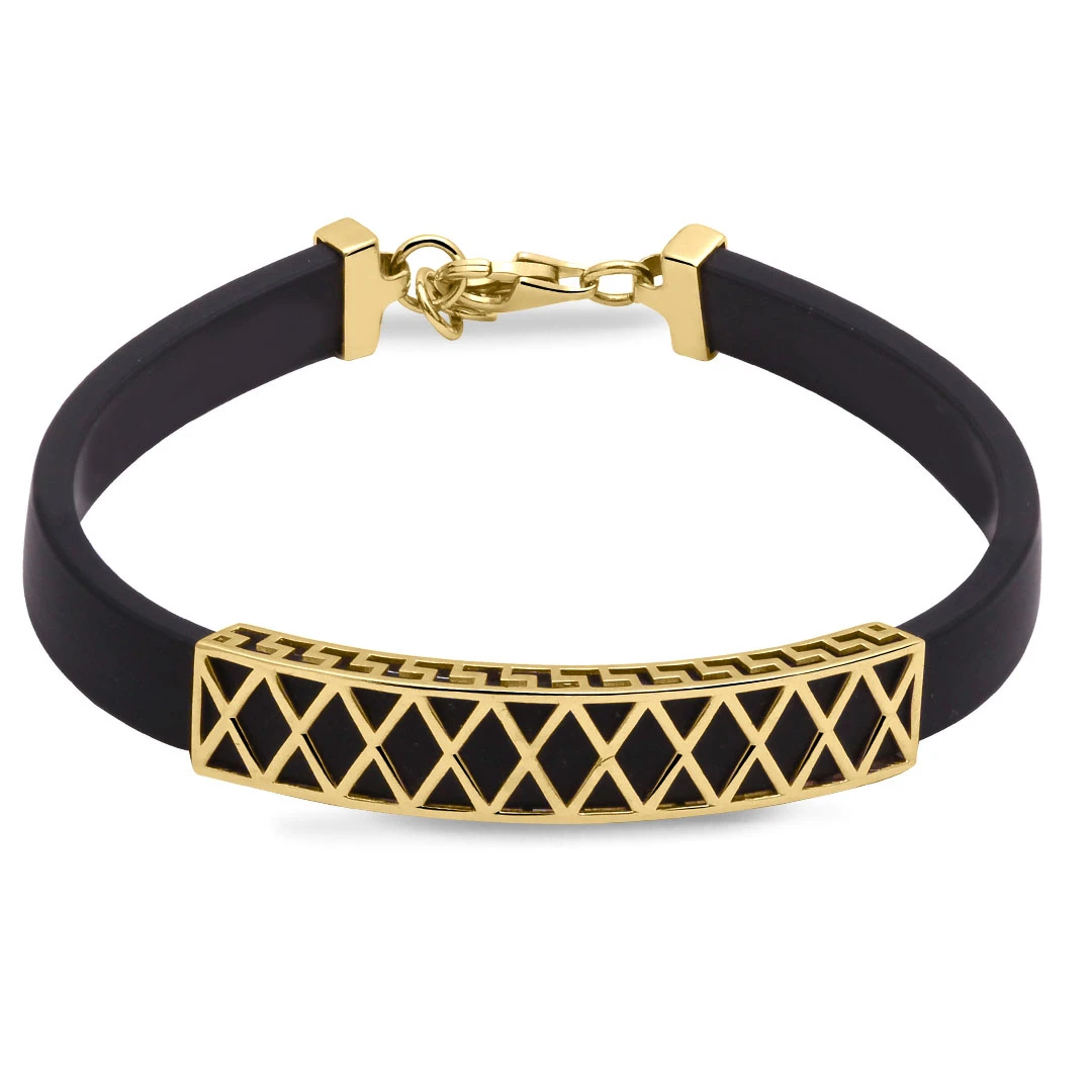 Altın Çapraz Motif Detay Erkek Bileklik (BLK0338)