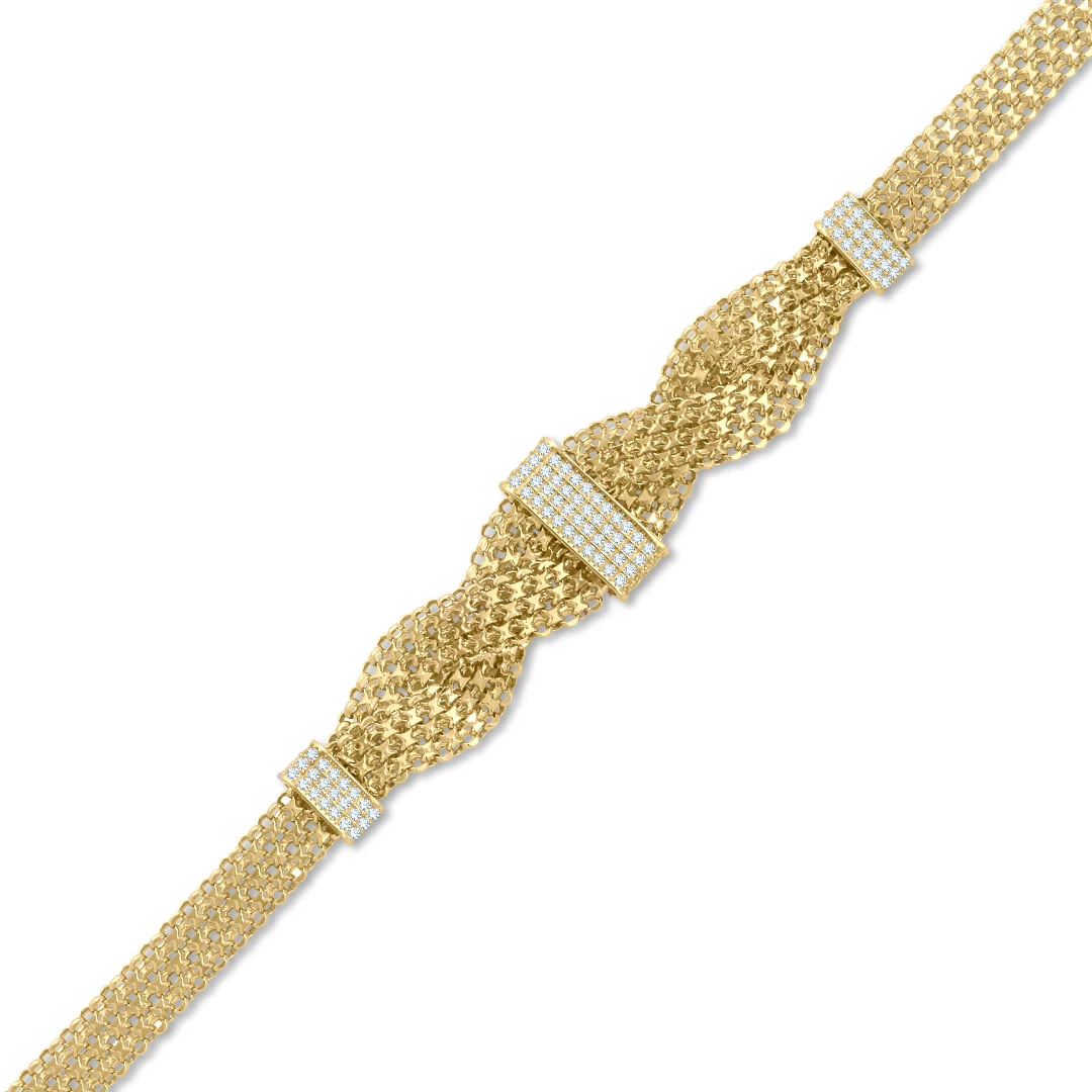 Altın Doc Zincir Tasarımlı Kadın Bileklik (BLK0346)