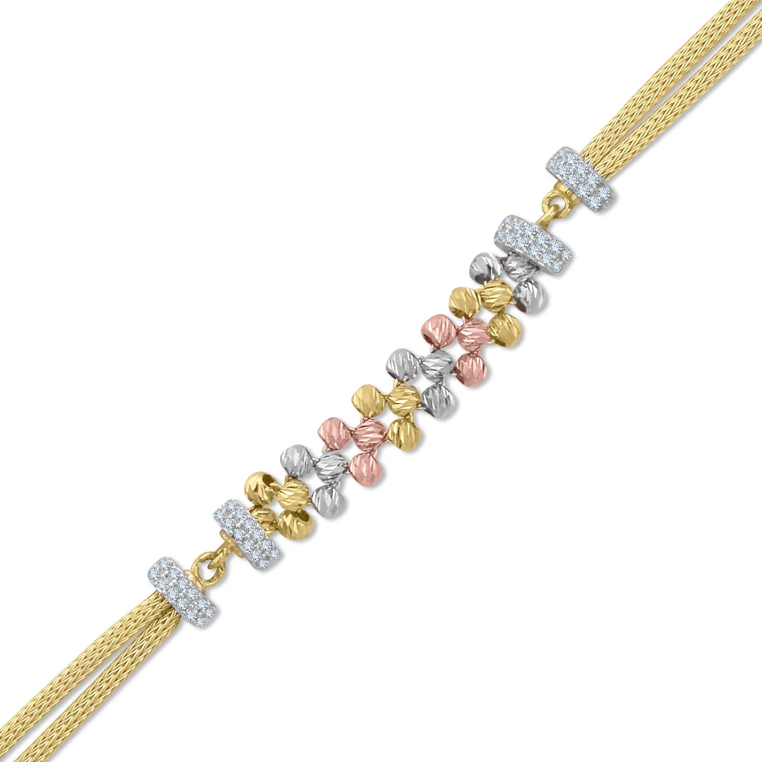 Altın Dorika Top Ve Kalze Zincirli Bileklik (BLK0351)