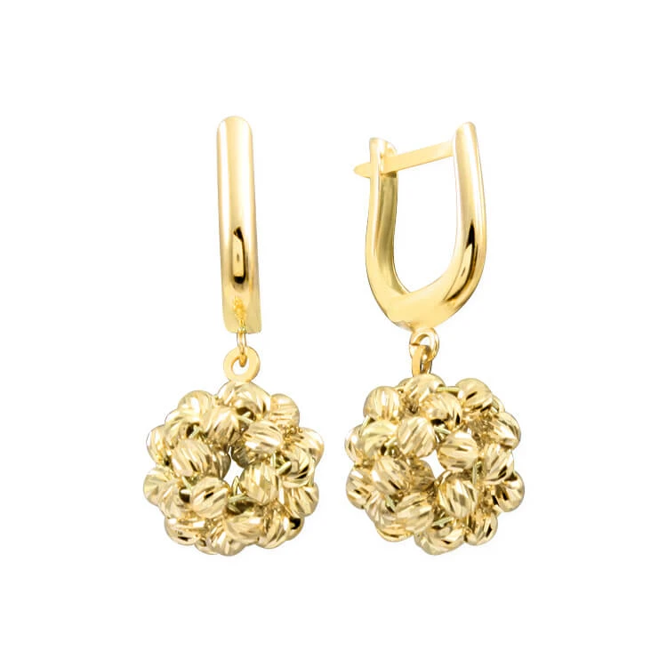 Altın Dorika Toplu Sepet Örgü Top Küpe (KP0039)