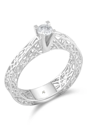 Altın Füzyon Tasarım Pırlanta Tektaş Yüzük