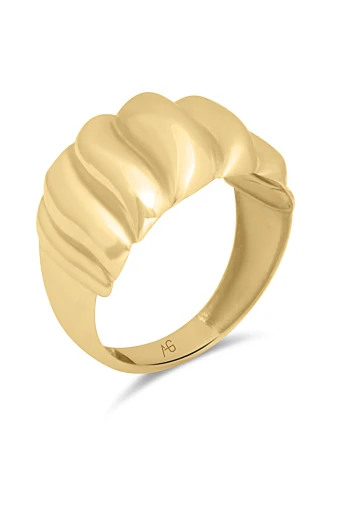 Altın Geniş Bombe Midye Yüzük