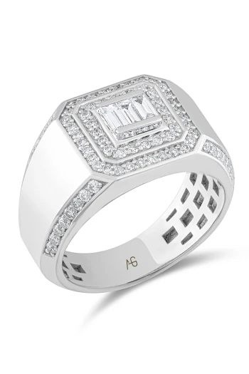 Altın Geniş Kollu Baget Model Pırlanta Yüzük