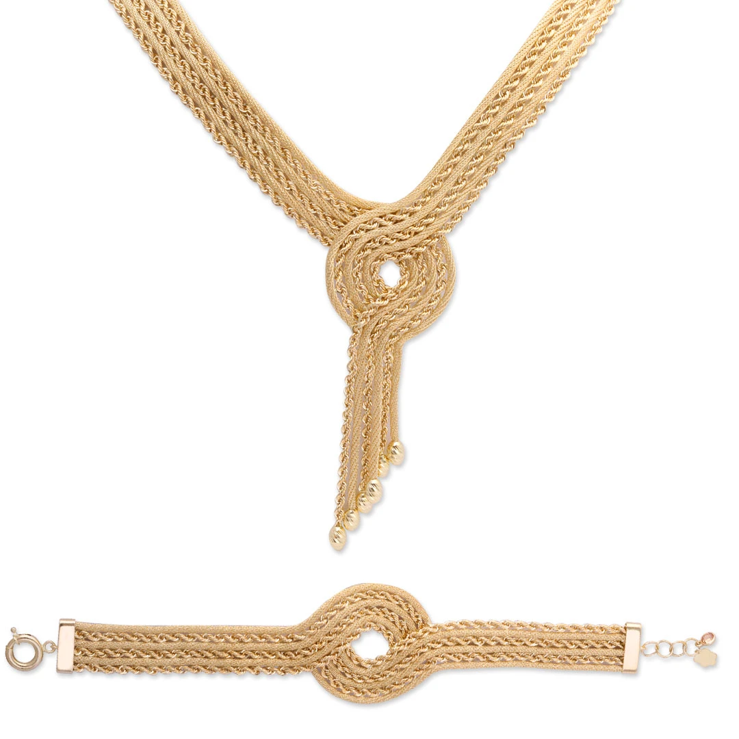 Altın Gerdanlık ve Bileklik Gösterişli Takım (SET0034)