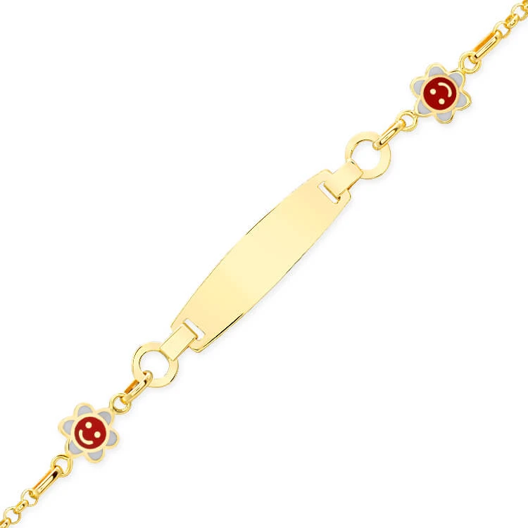 Altın Gülen Yüz Çiçekli Bebek Künyesi (CKN0039)