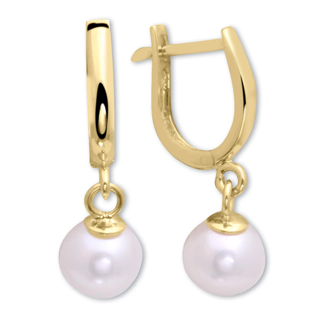Altın İnci Mini Sallantılı Küpe (KP0240)