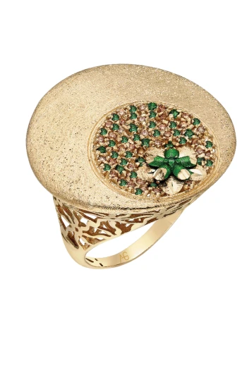 Altın İtalyan Tasarım Çiçek Yüzük