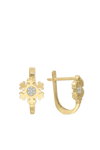 Altın Kartanesi Ortası Taşlı Küpe