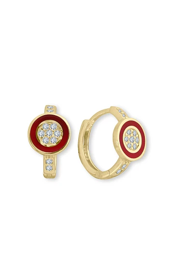 Altın Kırmızı Mineli Çocuk Küpesi (CKP0008)