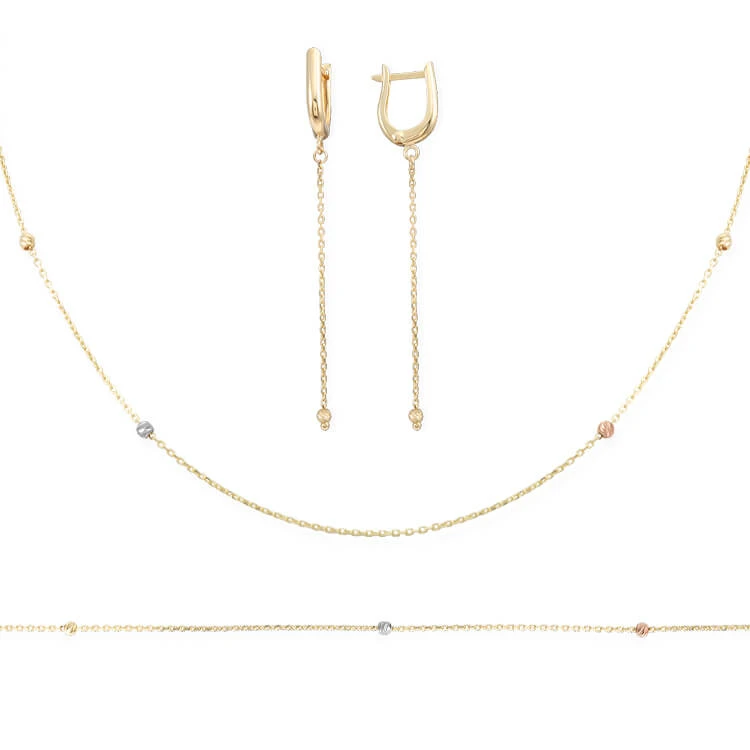 Altın Kolye Küpe Bileklik Sade Takım (TKM0016)