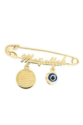 Altın Nazar Boncuklu Dualı Maşallah Bebek Omuz İğnesi