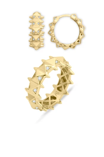 Altın Piramit Yüzük Küpe Takım