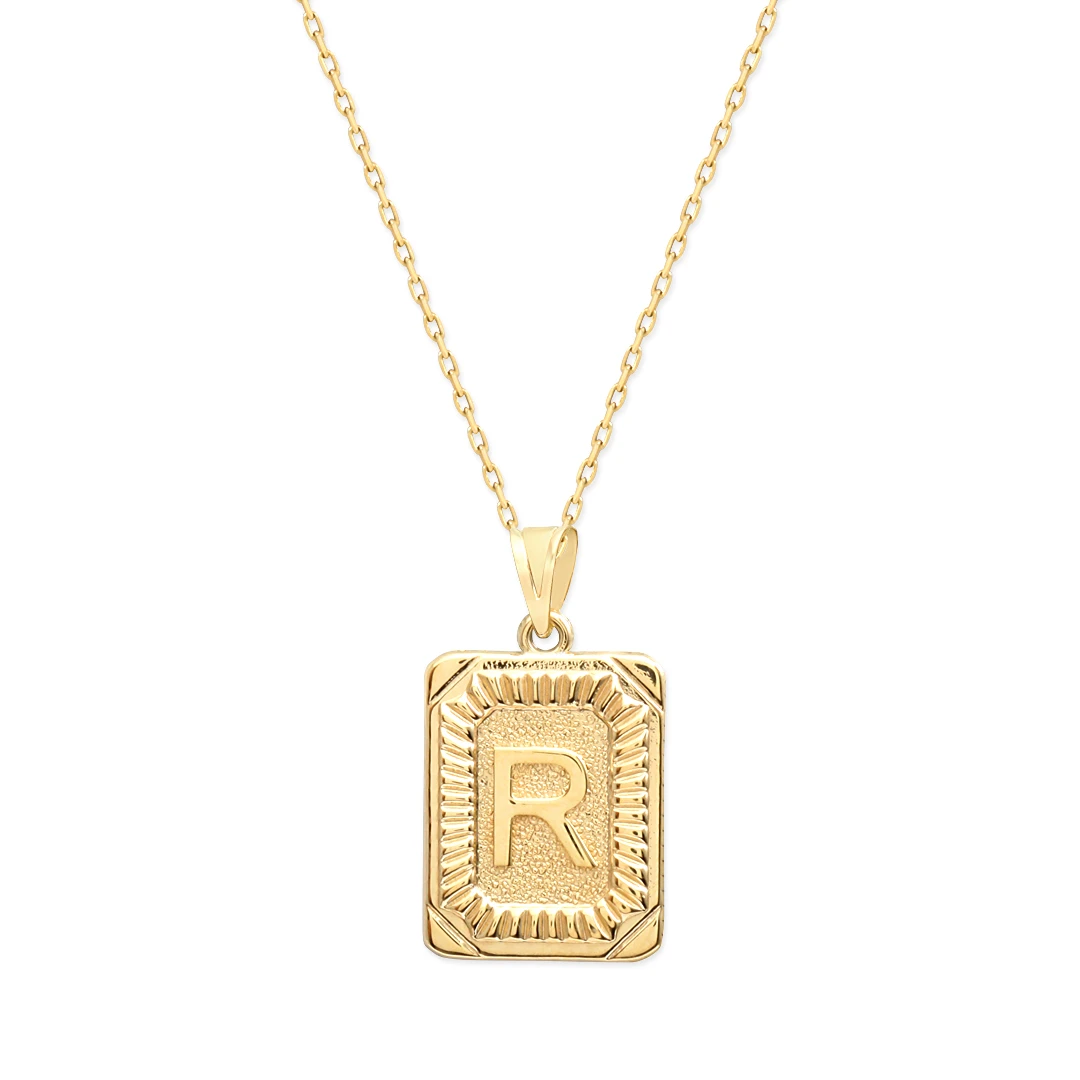 Altın R Harfi Pres Kolye (KLY0150)