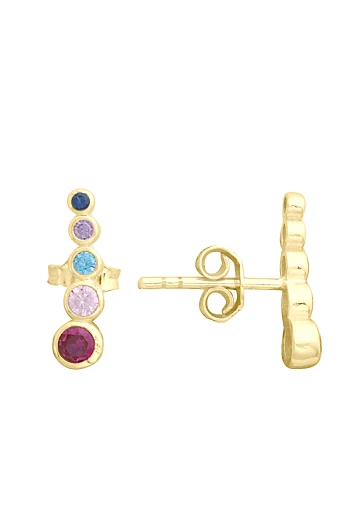 Altın Renkli Beş Taşlı Küpe