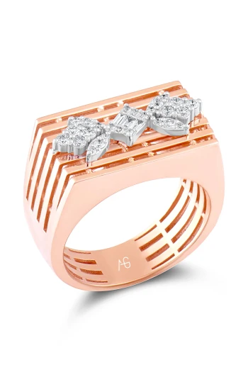 Altın Rose Gold Köşeli Model Pırlanta Yüzük