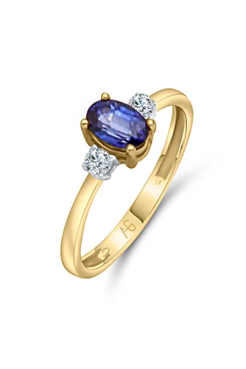 Altın Safir Taşlı Minimal Yüzük