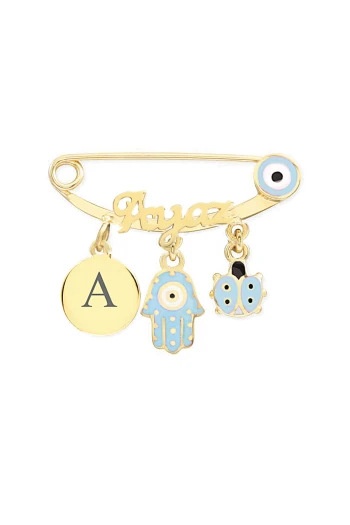 Altın Sallantılı İsimli Bebek Omuz İğnesi