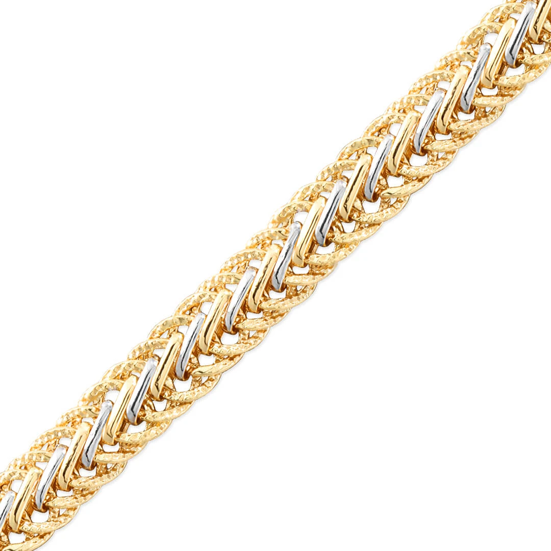 Altın Sarı Beyaz Detay Kadın Taşsız Bileklik