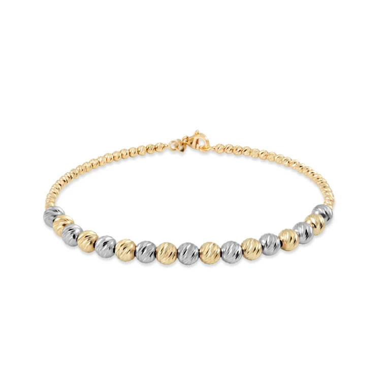 Altın Sarı Beyaz Toplu Dorika Bilezik (BLZ0011)