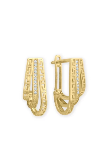 Altın Taş Detaylı Grek Küpe