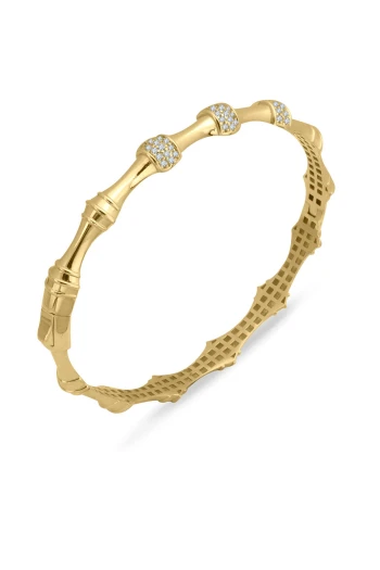 Altın Taşlı Bambu Model Kadın Bilezik