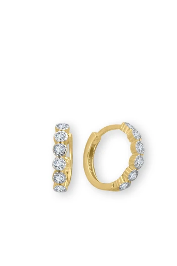 Altın Taşlı Mini Halka Çocuk Küpesi