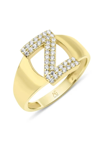 Altın Taşlı Z Harf Yüzük