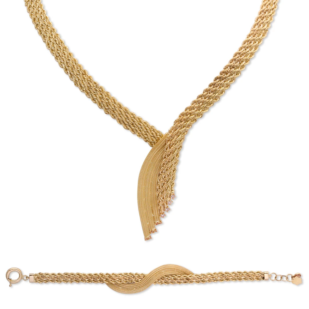 Altın Taşsız Modern İkili Takı Seti (SET0035)