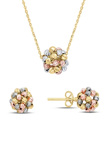 Altın Top Tasarım Kolye Küpe Takım