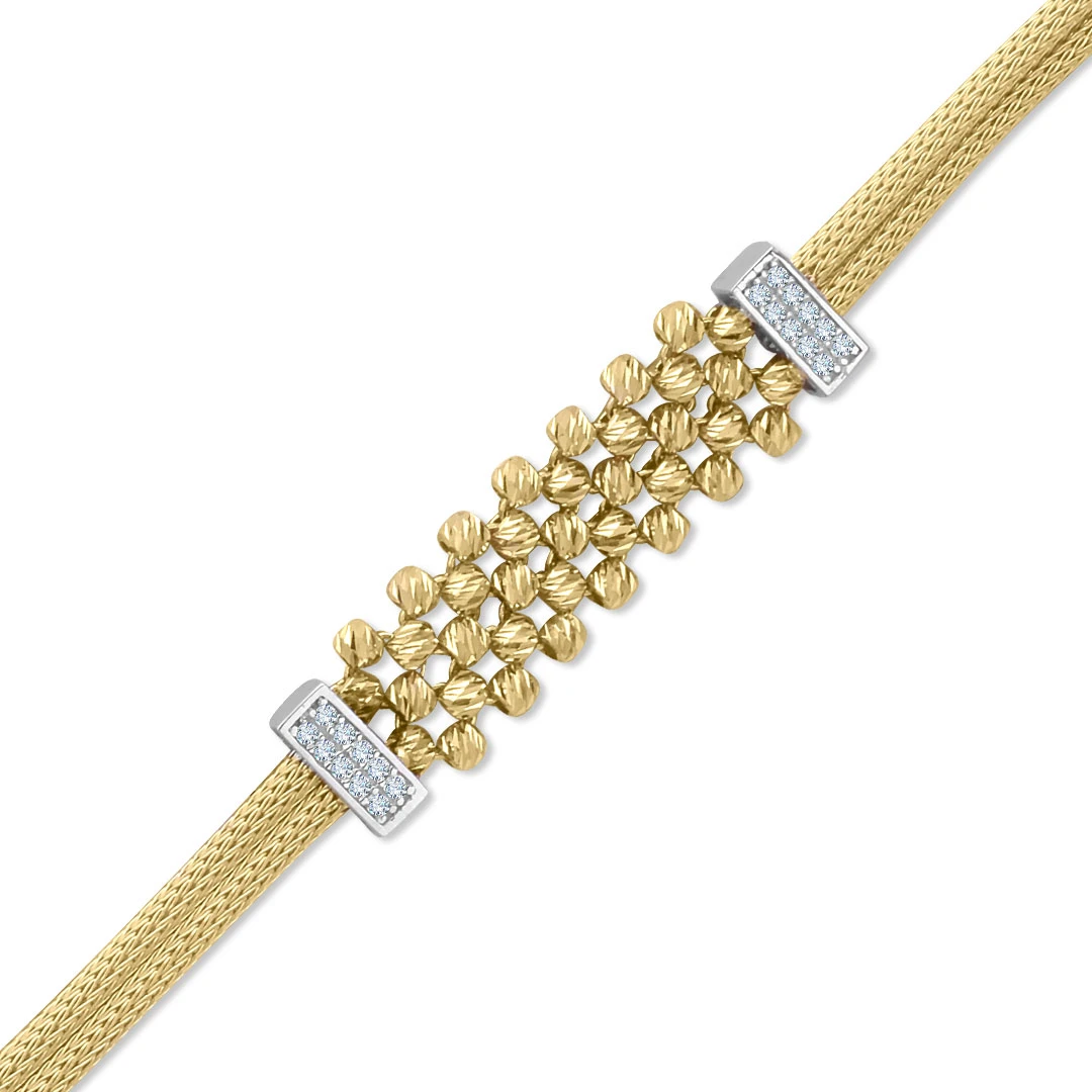 Altın Toplu Az Taşlı Kadın Bilezik (BLK0329)