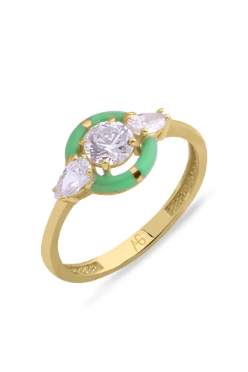 Altın Yeşil Mineli Spor Yüzük