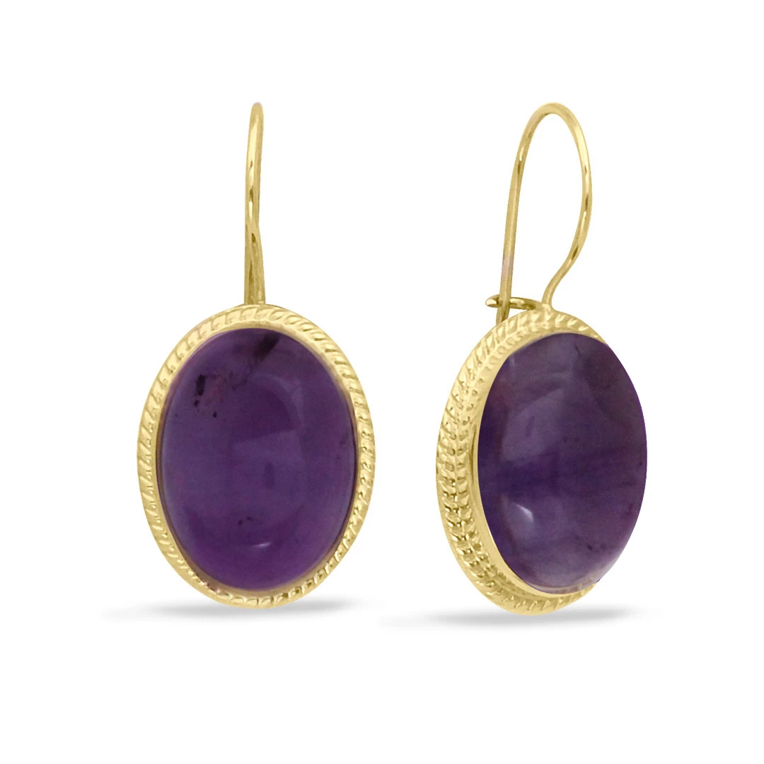 Ametist Taşlı Altın Nostalji Küpe (KP0120)