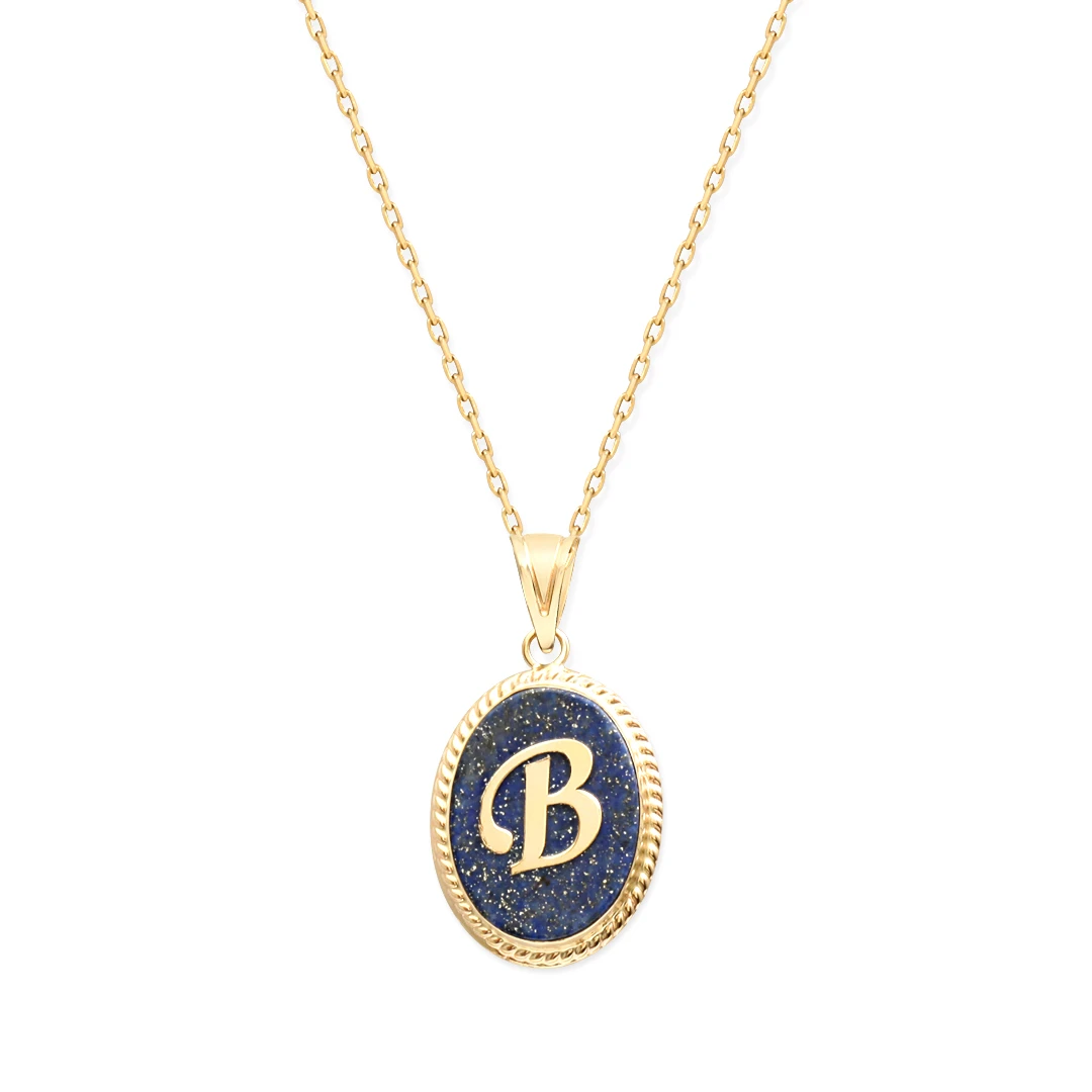 B Harfi Altın Lapis Kolye (KLY0129)