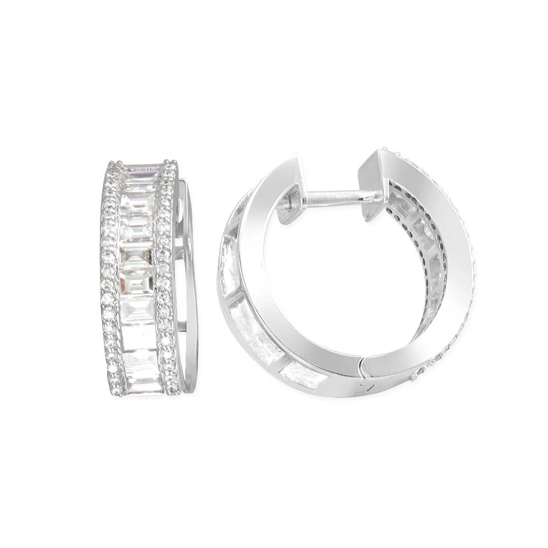 Baget Taş Detaylı Pırlanta Halka Küpe (BKP2484)