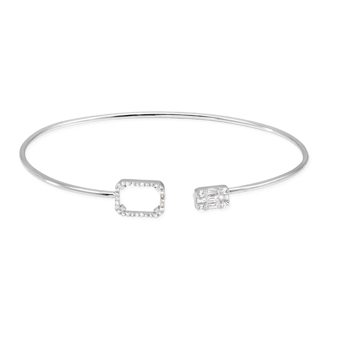 Beyaz Altın Pırlanta Baget Taşlı Bilezik (BBR1567)