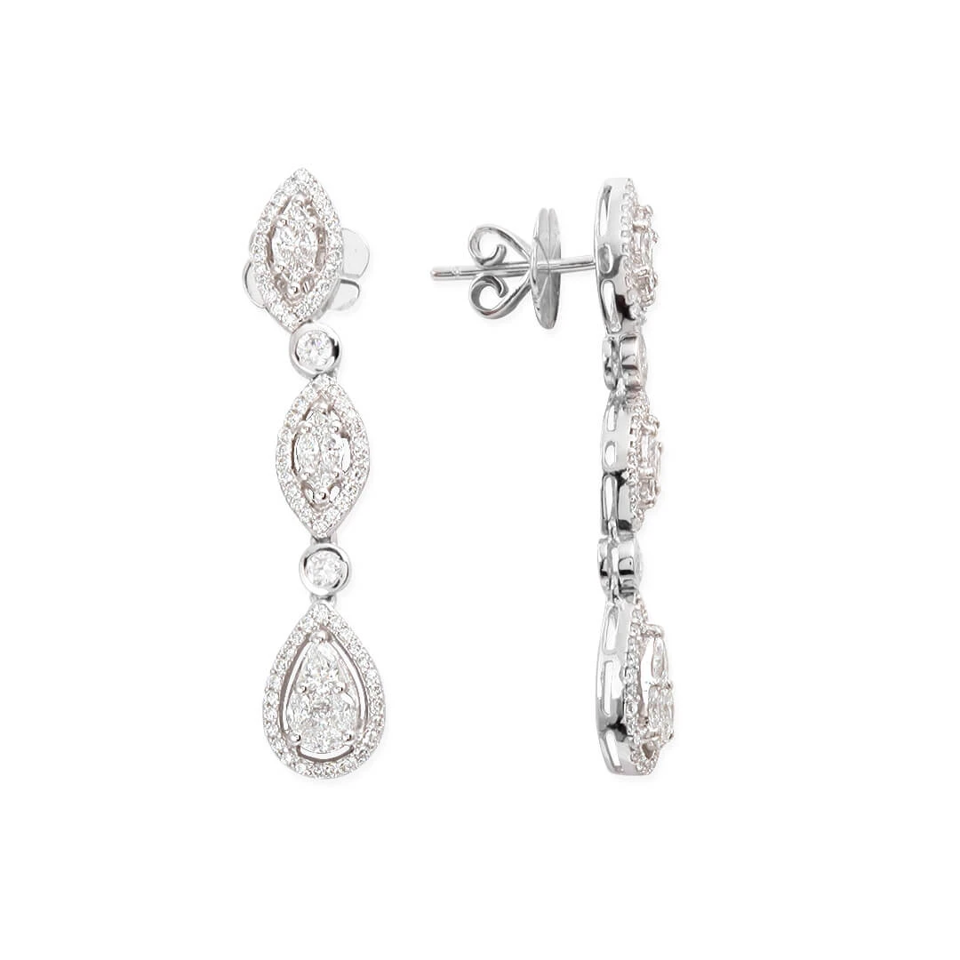 Beyaz Altın Pırlanta Küpe (PRT1257)