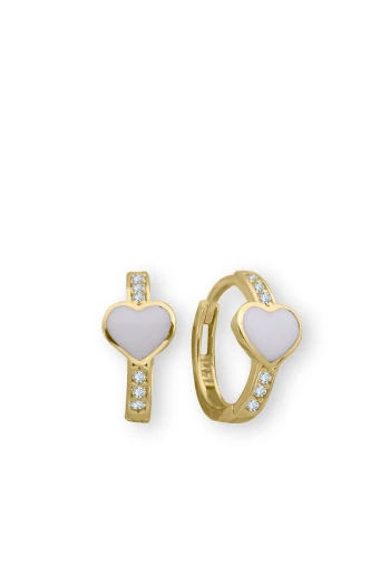 Beyaz Kalp Altın Çocuk Küpesi