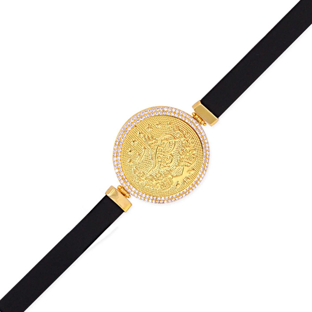 Büyük Boy Taşlı Çerçeveli Tuğralı Bileklik (BLK0073)