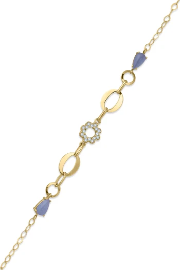 Çiçek Detaylı Minimal Altın Hediyelik Bileklik