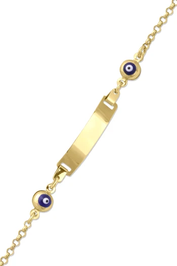 Çift Nazar Boncuklu Altın Bebek Künyesi