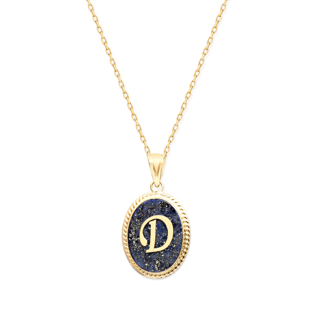 D Harfi Altın Lapis Kolye (KLY0126)
