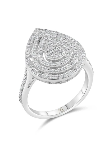 Damla Model Beyaz Altın Pırlanta Yüzük