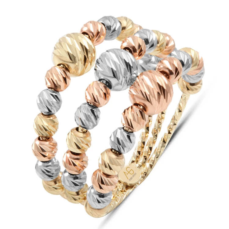 Dorika Karışık Toplu Altın Yüzük (YZK0086)