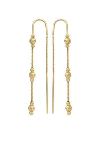 Dorika Toplu Altın Sallantılı Zincir Küpe