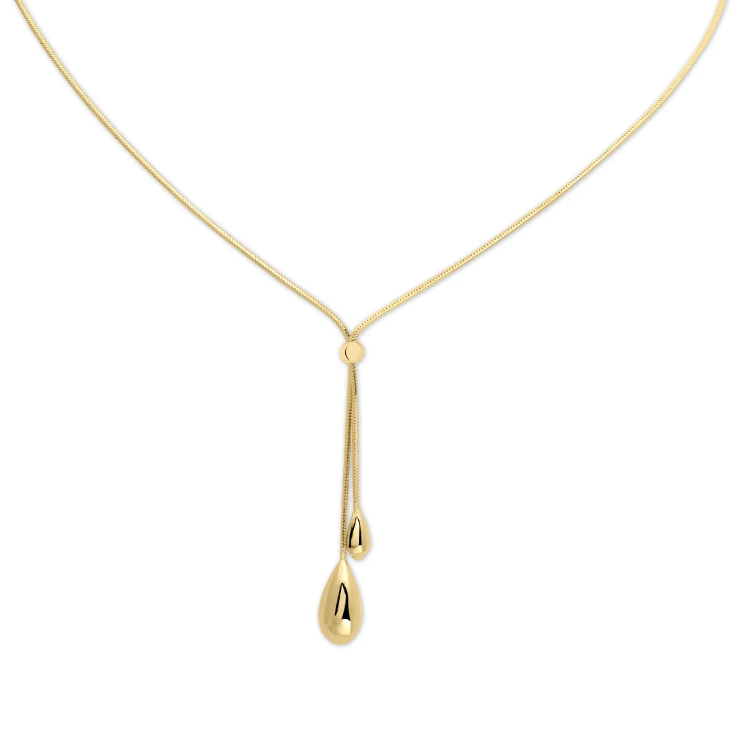 Drop Uç Sallantılı Altın Zincir Kolye (KLY0610)