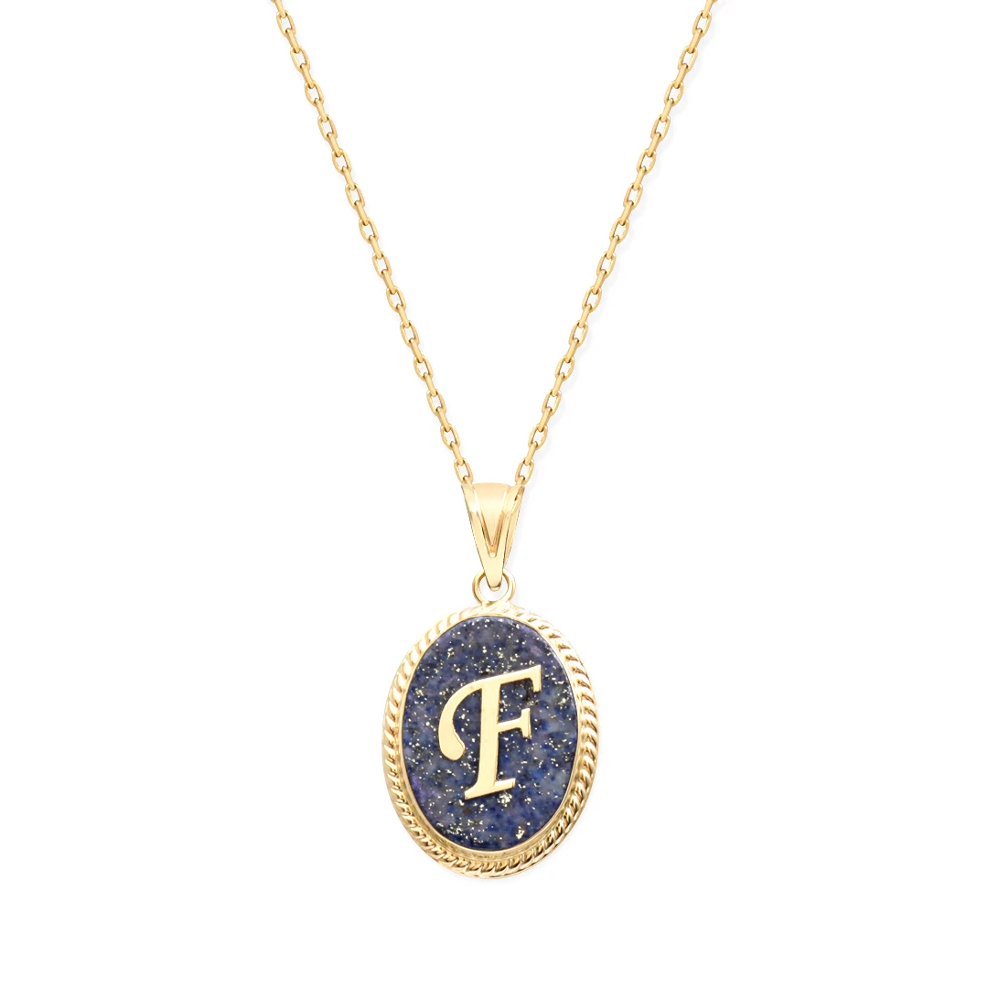 F Harfi Altın Lapis Kolye (KLY0124)