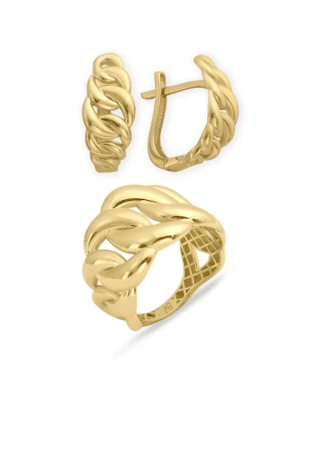 Geçme Halka Taşsız Günlük Altın İkili Takım