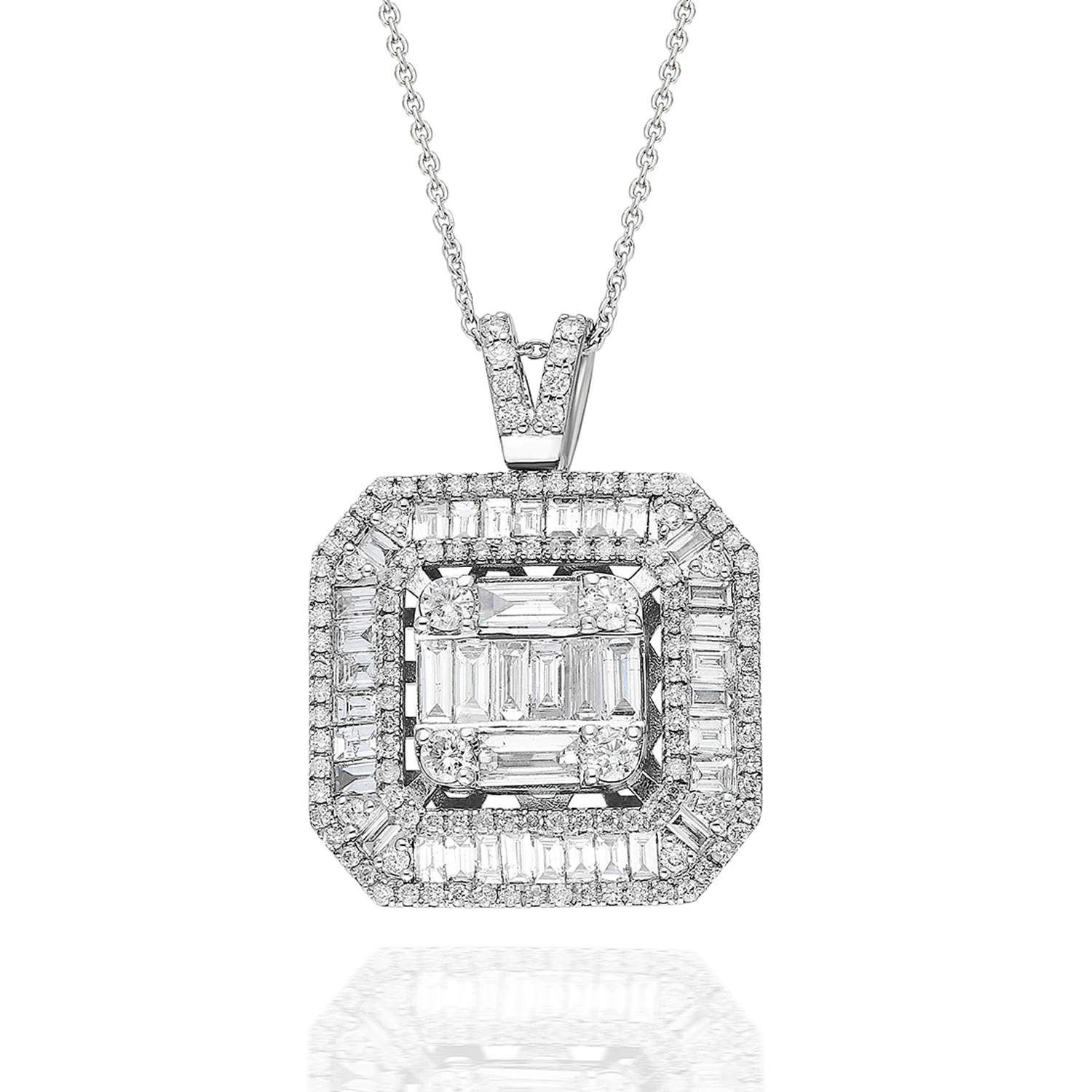 Gösterişli Beyaz Altın 2,07 Ct. Baget Kolye (BKL0000337)