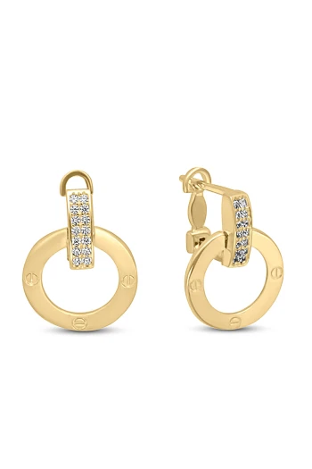 Günlük Vida Başı Detaylı Altın Küpe