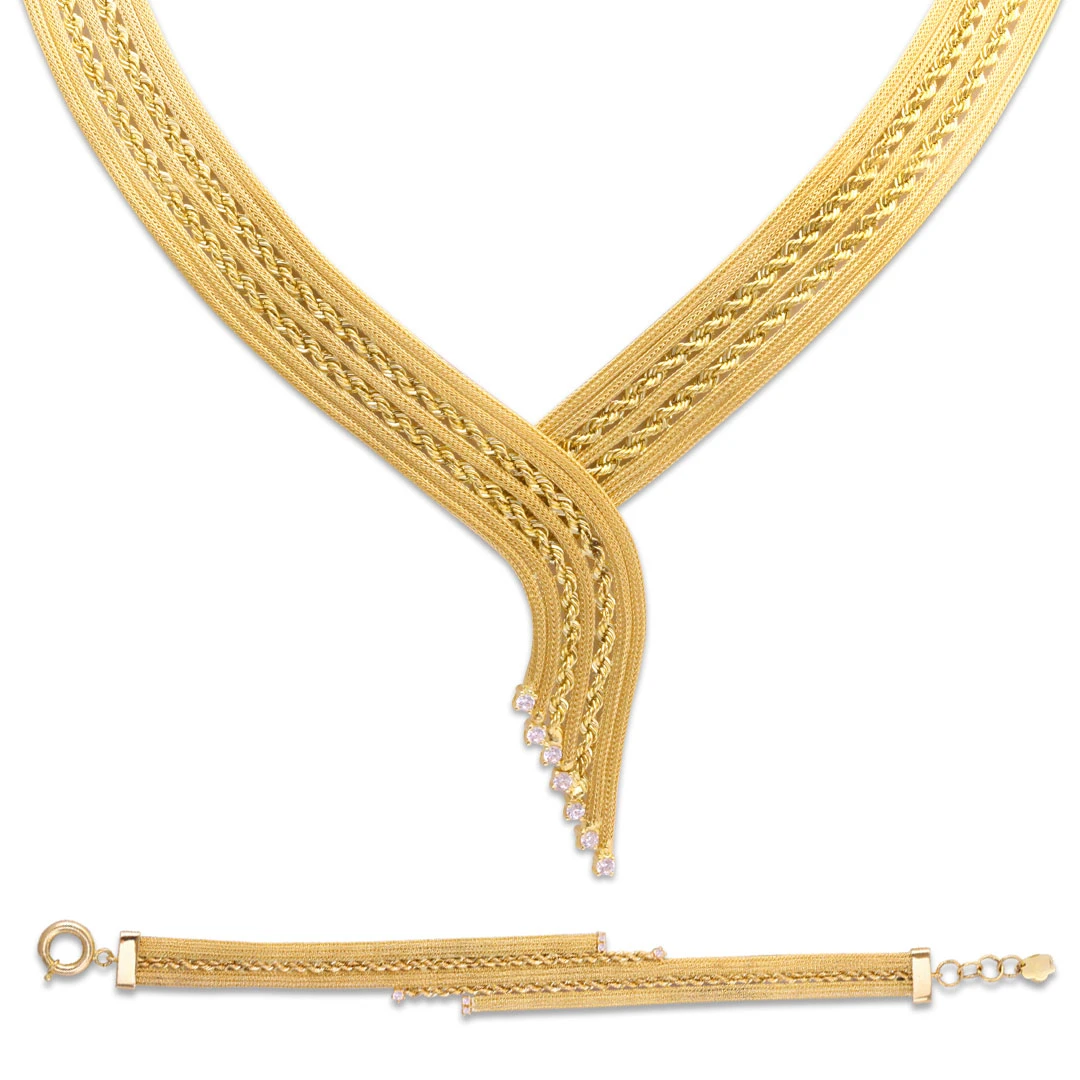 Halat Zincirli Altın Gerdanlık Bileklik Seti (SET0030)